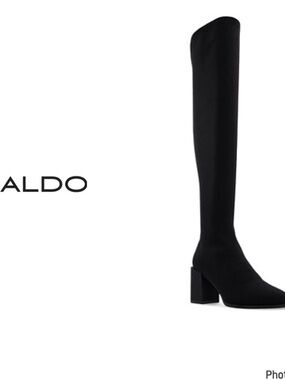 Aldo Black Over-the-Knee Block Heel Boots